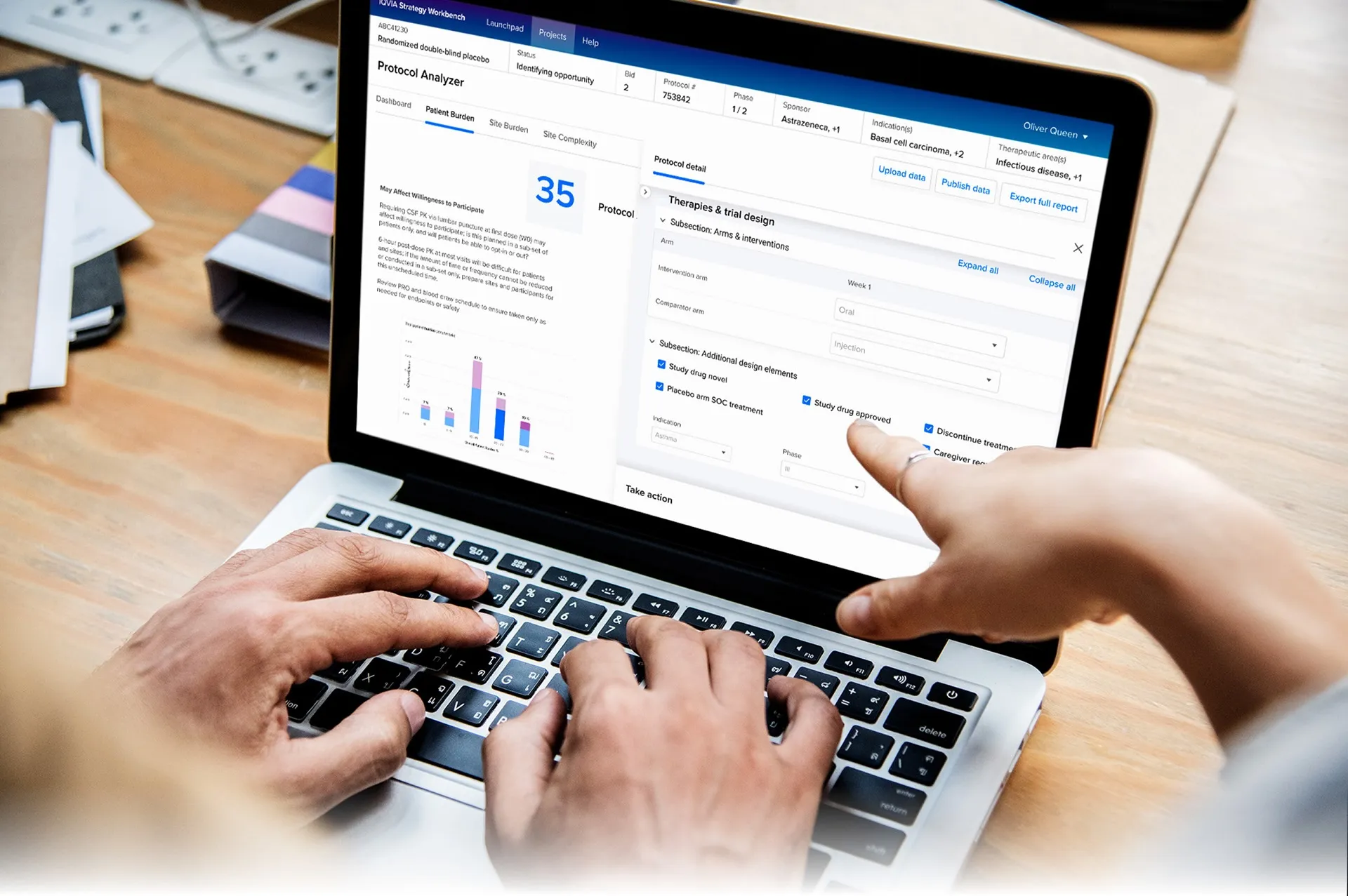 IQVIA Protocol Analyzer, one of several dashboards built for a different research need