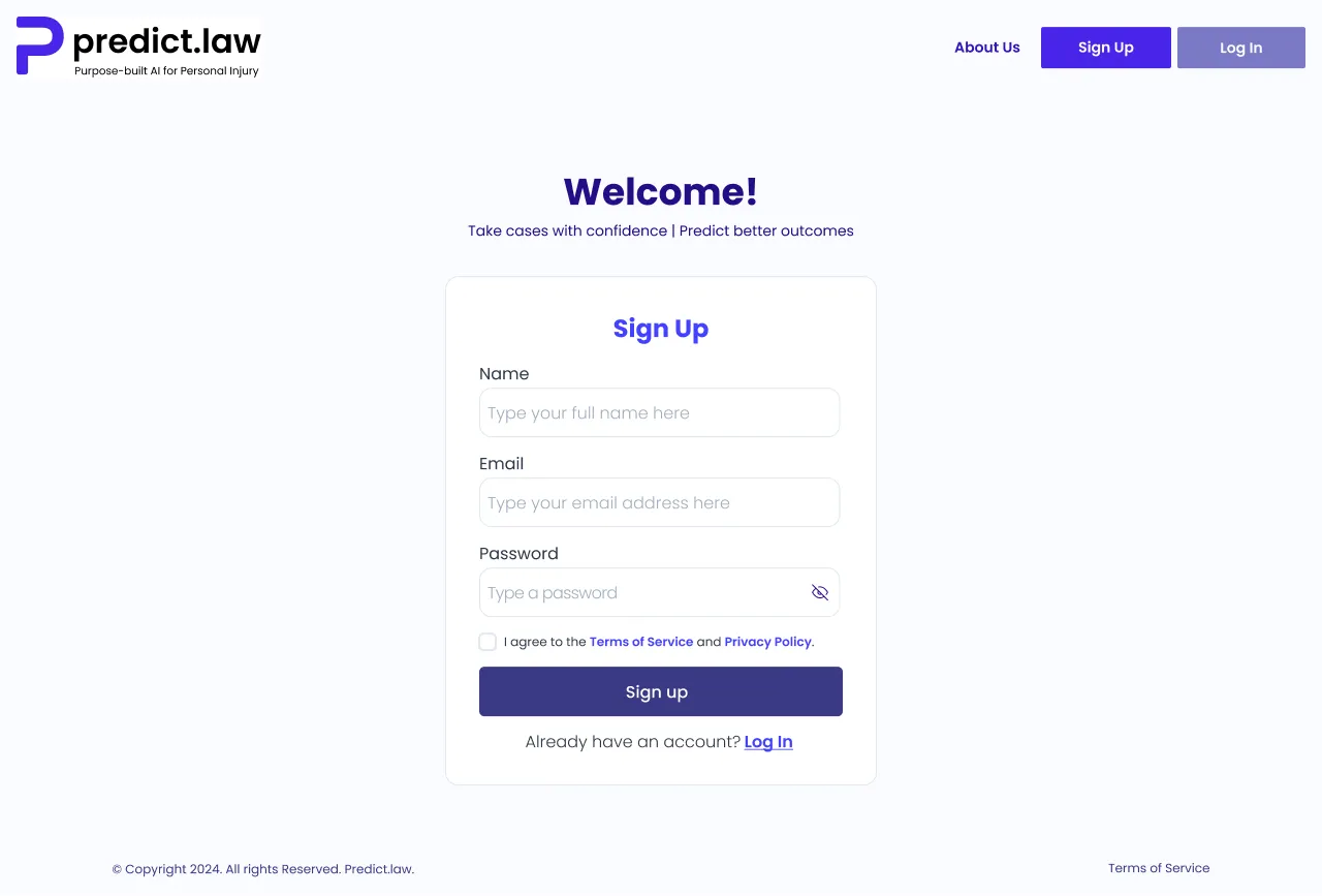 Predict.Law onboarding and product introduction