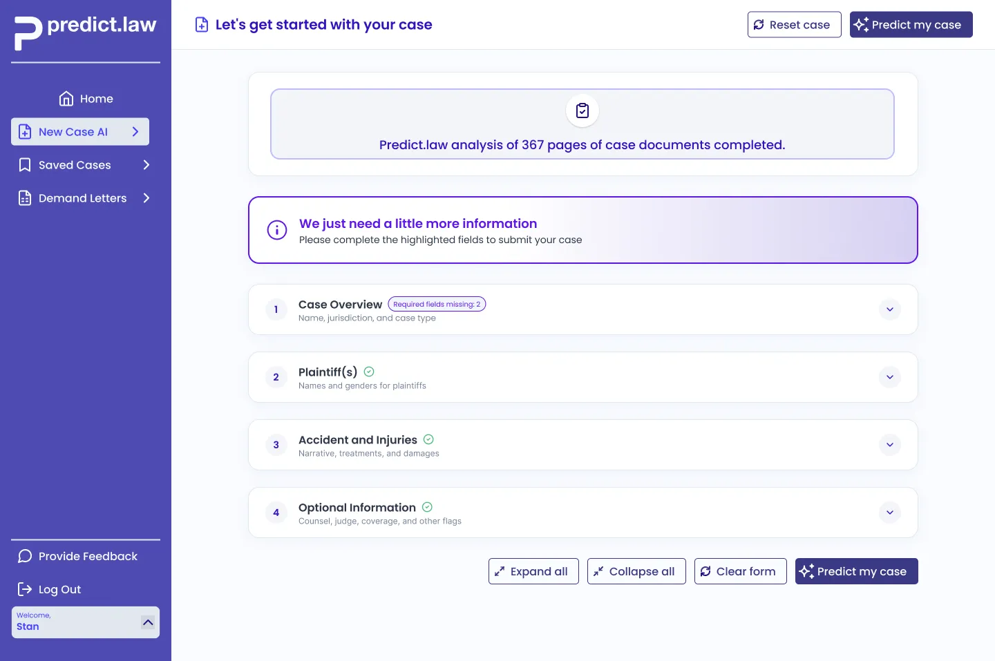Predict.Law AI-assisted workflow support