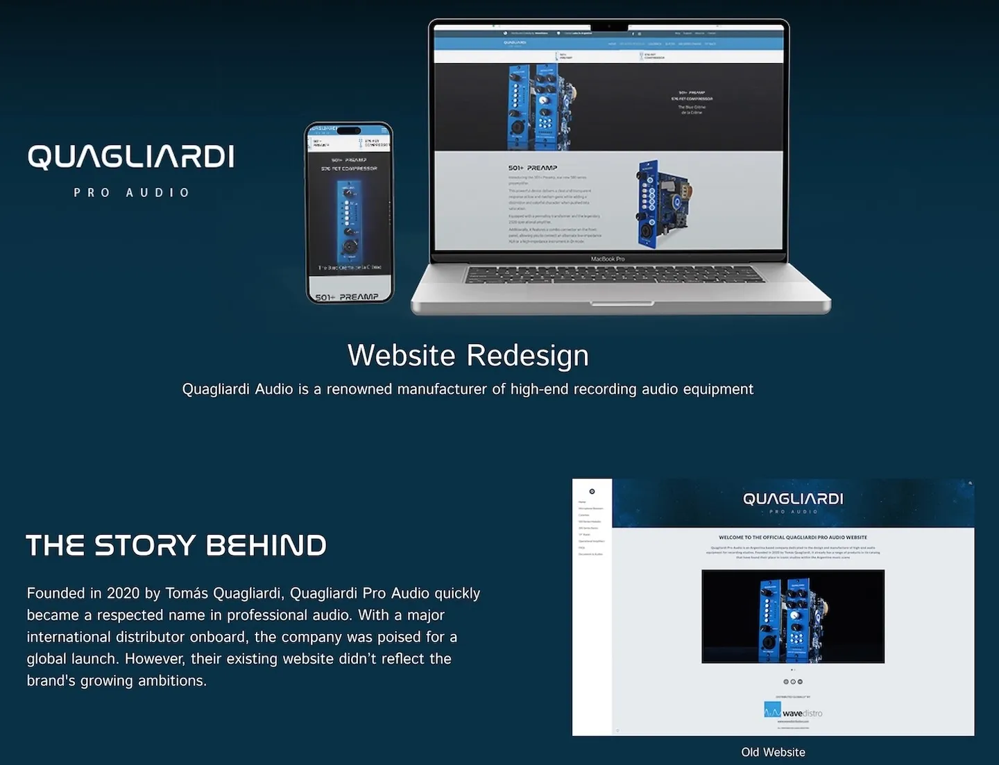 The old Quagliardi Audio website before the redesign