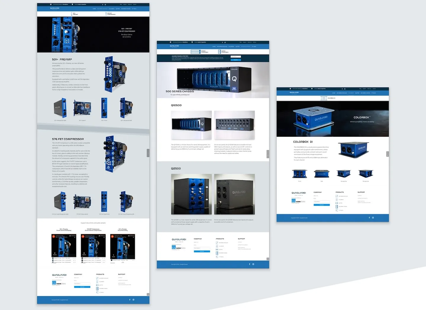 Individual product pages for the 500 Series and Colorbox DI